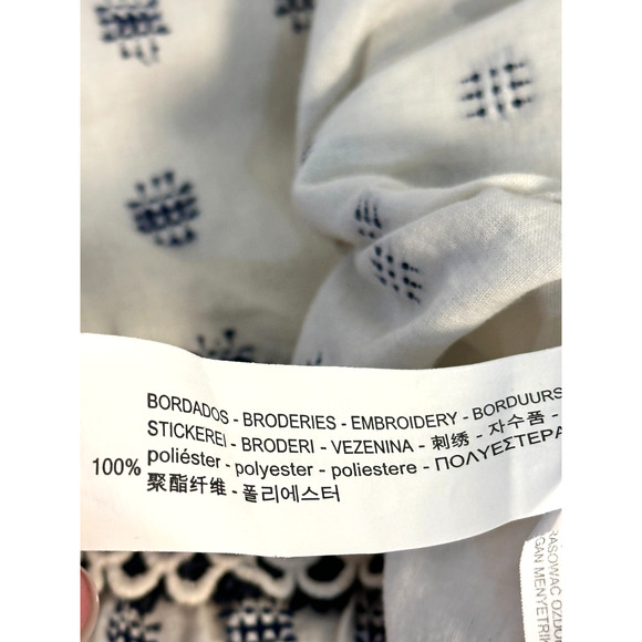 Zara Cream Brown Sleeveless Embroidered Tassle Tie Cotton Blouse Small Boho - Picture 9 of 9